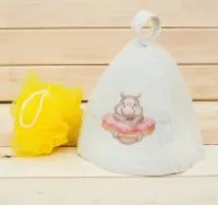 набор банный детский моему бегемотику, шапка, мочалка, банная забава