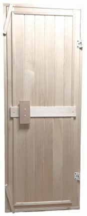 дверь деревянная, глухая, вертикальная, осина сорт а, 2 петли, короткая ручка 170*70см, банный перец